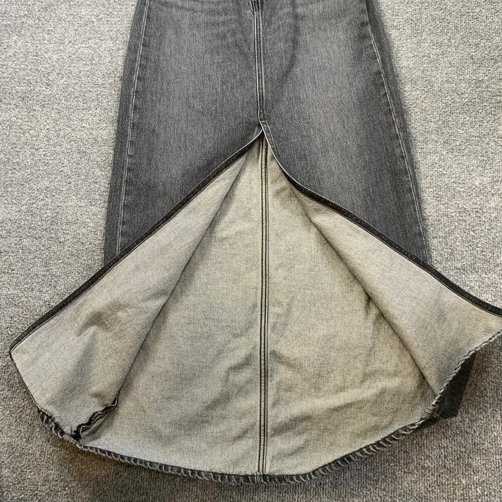 Levis Skirt Womens 24 Gray Ankle Column Denim Slit Front Pockets Zip Fly Stretch